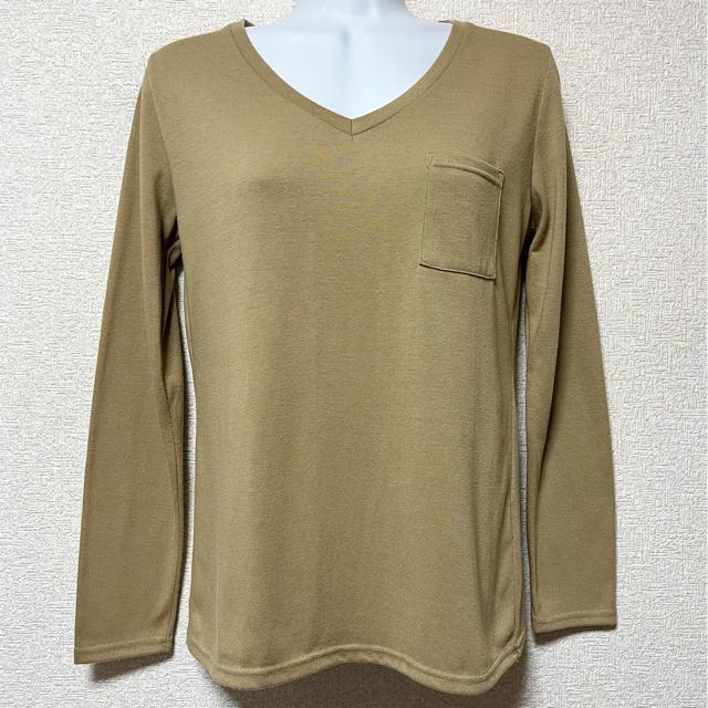 カフェオレカラー☆胸元ポケット付☆VネックロンT < ブランド  カフェオレカラー☆胸元ポケット付☆VネックロンT < ブランドの