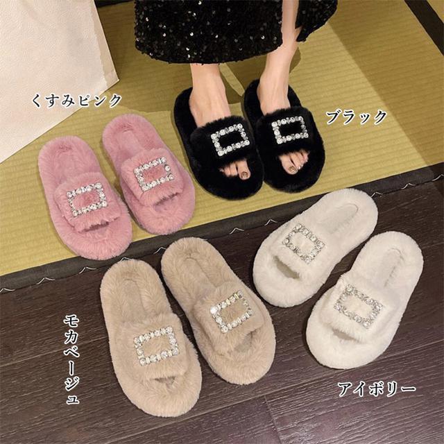 送料無料 新品 ファーサンダル レディースファースリッパ < 女性ファッション  送料無料 新品 ファーサンダル レディースファースリッパ < 女性ファッションの