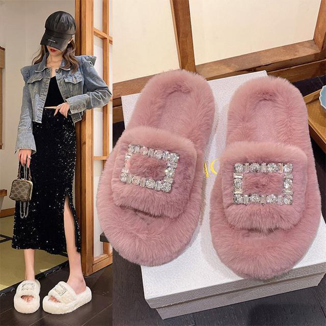 送料無料 新品 ファーサンダル レディースファースリッパ < 女性ファッション  送料無料 新品 ファーサンダル レディースファースリッパ < 女性ファッションの