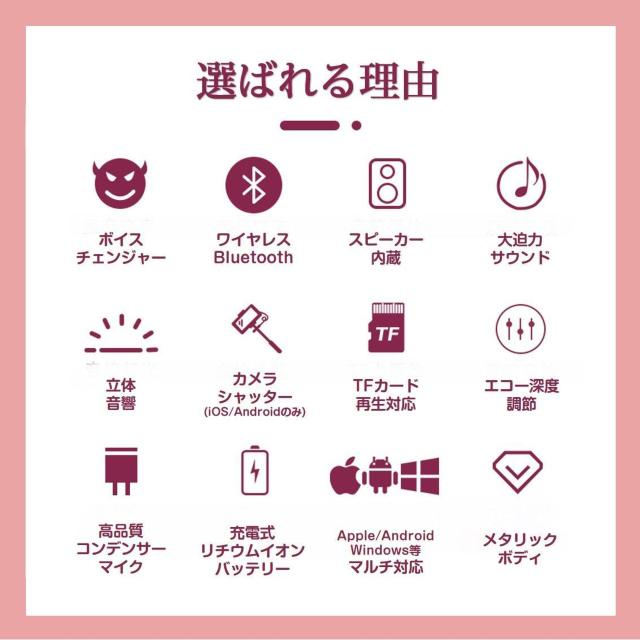 カラオケマイク ワイヤレスマイク Bluetoothマイク スピーカー付き 高音質 USB充電 録音 ボーカルカット エコー 子供 < 家電/AV  カラオケマイク ワイヤレスマイク Bluetoothマイク スピーカー付き 高音質 USB充電 録音 ボーカルカット エコー 子供 < 家電/AVの