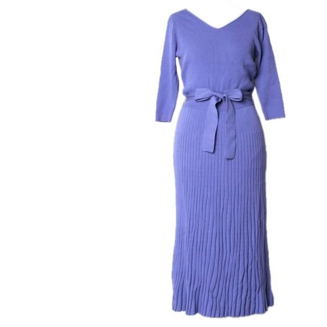 The Virgnia ベルト付き 七分袖 Vネック ロング ワンピース < ブランド The Virgnia ベルト付き 七分袖 Vネック ロング ワンピース < ブランドの