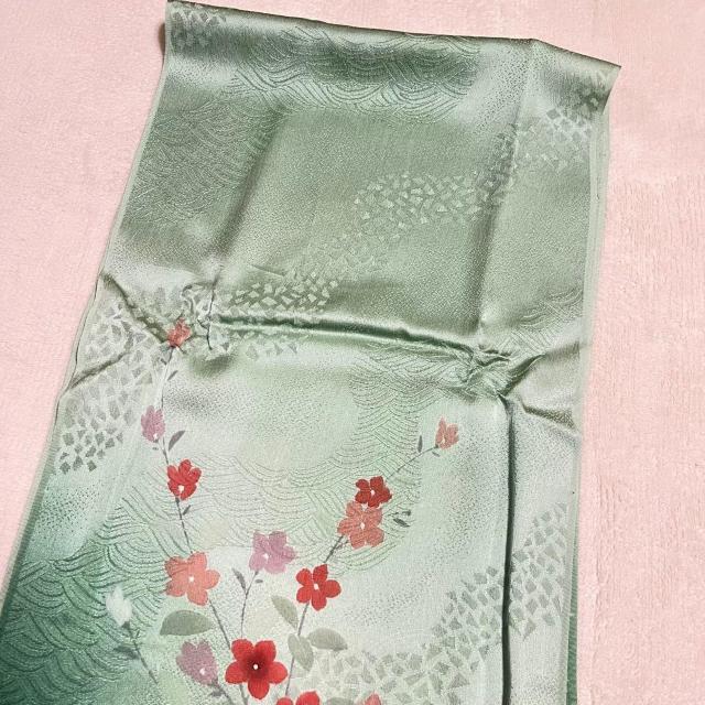 帯締め 帯揚げセット 緑 グリーン系 花柄 平組 高麗 < 女性ファッション 帯締め 帯揚げセット 緑 グリーン系 花柄 平組 高麗 < 女性ファッションの