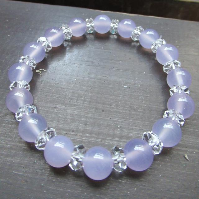 パープルカルセドニーxカット水晶ブレスレット 天然石 < 女性アクセサリー/時計 パープルカルセドニーxカット水晶ブレスレット 天然石 < 女性アクセサリー/時計の