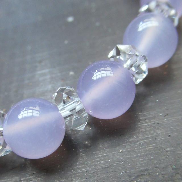 パープルカルセドニーxカット水晶ブレスレット 天然石 < 女性アクセサリー/時計 パープルカルセドニーxカット水晶ブレスレット 天然石 < 女性アクセサリー/時計の