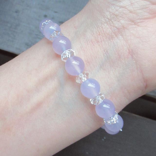 パープルカルセドニーxカット水晶ブレスレット 天然石 < 女性アクセサリー/時計 パープルカルセドニーxカット水晶ブレスレット 天然石 < 女性アクセサリー/時計の