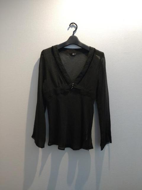 サラサラシフォン ブラック ドット柄 ブラウス シャツ Lサイズ < 女性ファッション  サラサラシフォン ブラック ドット柄 ブラウス シャツ Lサイズ  < 女性ファッションの