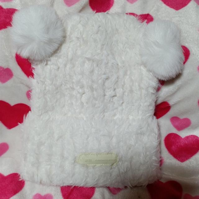 新品★ふわふわモコモコ可愛いボンボン耳付ニット帽/ホワイト < 女性ファッション  新品★ふわふわモコモコ可愛いボンボン耳付ニット帽/ホワイト < 女性ファッションの