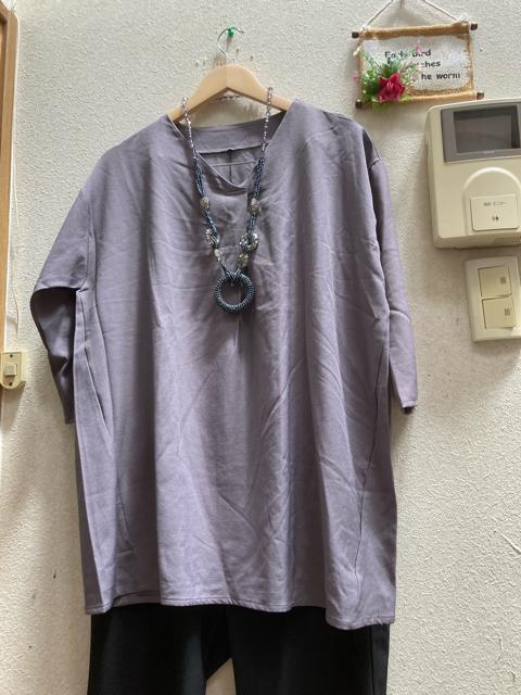 LL新品くすみパープル七分袖Vネックブラウス < 女性ファッション  LL新品くすみパープル七分袖Vネックブラウス  < 女性ファッションの