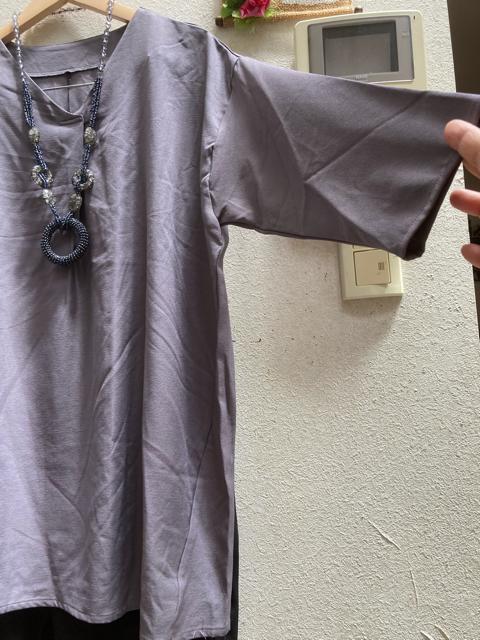 LL新品くすみパープル七分袖Vネックブラウス < 女性ファッション  LL新品くすみパープル七分袖Vネックブラウス < 女性ファッションの