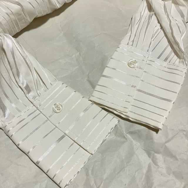 【NARACAMICIE】 ラメ ストライプ 長袖シャツ・ブラウス ボタンダウン トップス < ブランド 【NARACAMICIE】 ラメ ストライプ 長袖シャツ・ブラウス ボタンダウン トップス < ブランドの