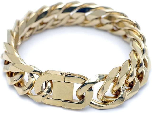 ブレスレット ダブル喜平 金色ステンレス めちや太 6面カット 中折れクリップ式!。 < 男性アクセサリー/時計  ブレスレット ダブル喜平 金色ステンレス めちや太 6面カット 中折れクリップ式!。 < 男性アクセサリー/時計の