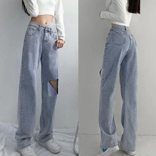 送料無料 新品 韓国風 ダメージデニムパンツ レディース < 女性ファッション  送料無料 新品 韓国風 ダメージデニムパンツ レディース < 女性ファッションの