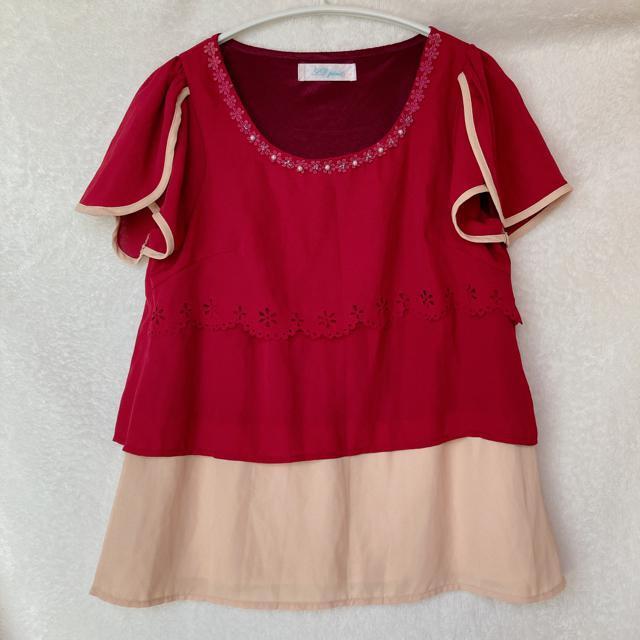 LDprime オシャレ袖 花モチーフ ビーズ パール ティアード トップス 38 N2m < ブランド  LDprime オシャレ袖 花モチーフ ビーズ パール ティアード トップス 38 N2m  < ブランドの