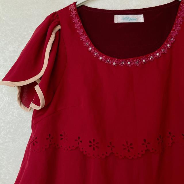 LDprime オシャレ袖 花モチーフ ビーズ パール ティアード トップス 38 N2m < ブランド  LDprime オシャレ袖 花モチーフ ビーズ パール ティアード トップス 38 N2m < ブランドの