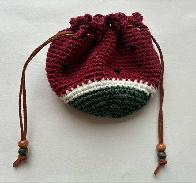 ハンドメイド ポーチ 巾着 完熟スイカ食べ頃〜♪ コットン < 女性ファッション  ハンドメイド ポーチ 巾着 完熟スイカ食べ頃〜♪ コットン < 女性ファッションの
