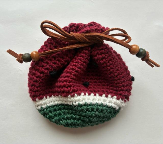 ハンドメイド ポーチ 巾着 完熟スイカ食べ頃〜♪ コットン < 女性ファッション  ハンドメイド ポーチ 巾着 完熟スイカ食べ頃〜♪ コットン < 女性ファッションの