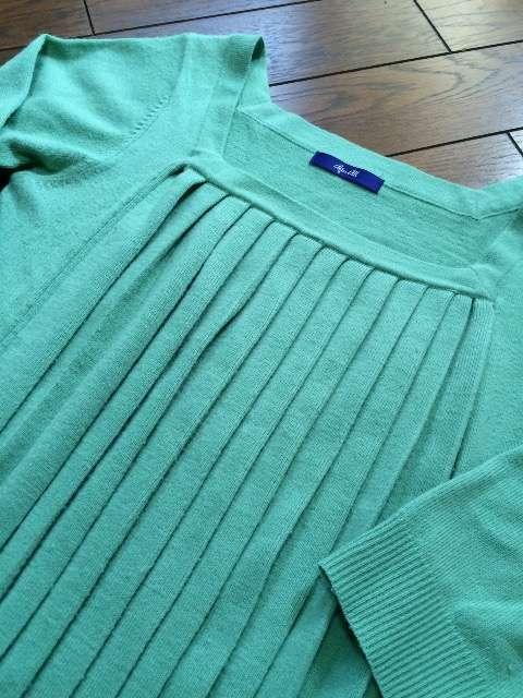 【即決】AFTER ALL◆柔らか&七分袖◆グリーンプリーツニット < 女性ファッション  【即決】AFTER ALL◆柔らか&七分袖◆グリーンプリーツニット < 女性ファッションの