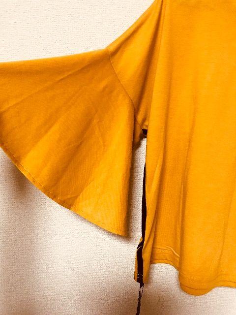 新品☆薄手長袖大きなフレア袖2WAYトップス*イエローM < 女性ファッション  新品☆薄手長袖大きなフレア袖2WAYトップス*イエローM < 女性ファッションの