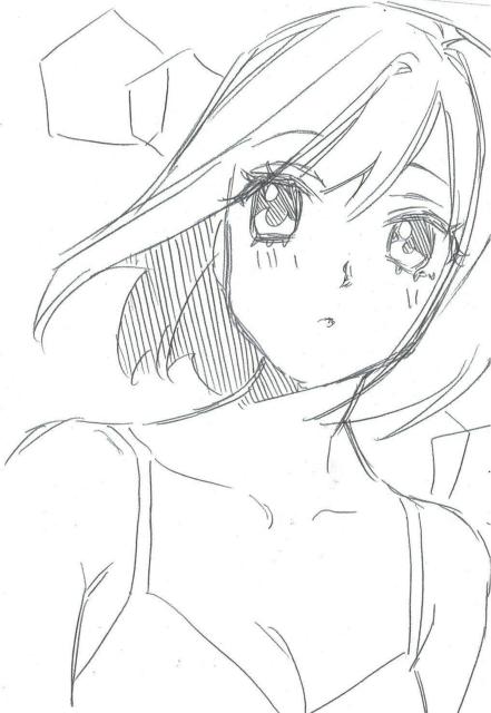 B7サイズ自作イラスト オリジナル 女の子 ラフ画 < アニメ/コミック/キャラクター  B7サイズ自作イラスト オリジナル 女の子 ラフ画  < アニメ/コミック/キャラクターの