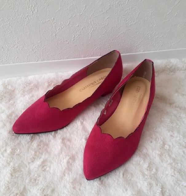 新品■Classique greco クラシックグレコ◆ビビットピンク パンプス 靴 ローヒール◆23p < 女性ファッション  新品■Classique greco クラシックグレコ◆ビビットピンク パンプス 靴 ローヒール◆23p  < 女性ファッションの