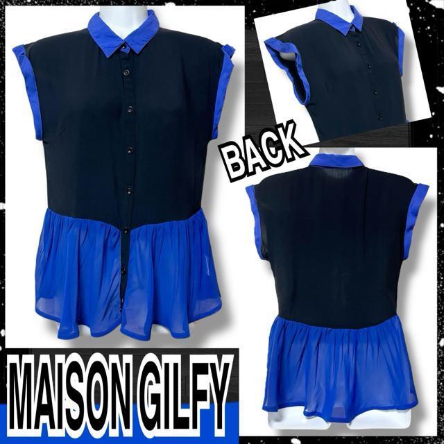 【MAISON GILFY】シフォン切替☆バイカラーペプラムシャツ < ブランド  【MAISON GILFY】シフォン切替☆バイカラーペプラムシャツ  < ブランドの