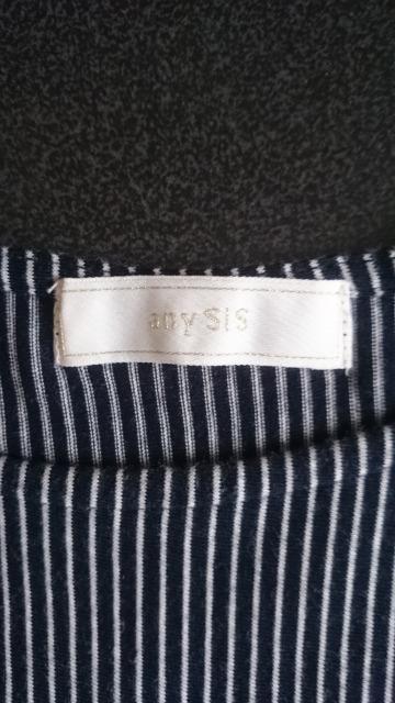anySiS☆ピンストライプ裾結びトップス★バック 袖 シフォン切替☆ネイビー系★ < 女性ファッション  anySiS☆ピンストライプ裾結びトップス★バック 袖 シフォン切替☆ネイビー系★ < 女性ファッションの