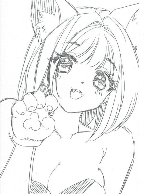 B7サイズ 自作イラスト オリジナル 女の子 可愛い ラフ画 < アニメ/コミック/キャラクター  B7サイズ 自作イラスト オリジナル 女の子 可愛い ラフ画  < アニメ/コミック/キャラクターの