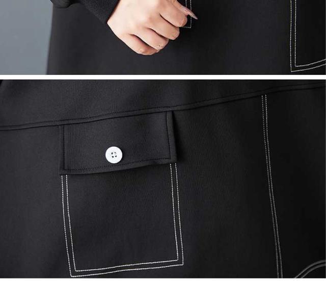 ひざ丈 ワンピース 厚手 リブ付き チュニック ブラック 大きいサイズ < 女性ファッション ひざ丈 ワンピース 厚手 リブ付き チュニック ブラック 大きいサイズ < 女性ファッションの