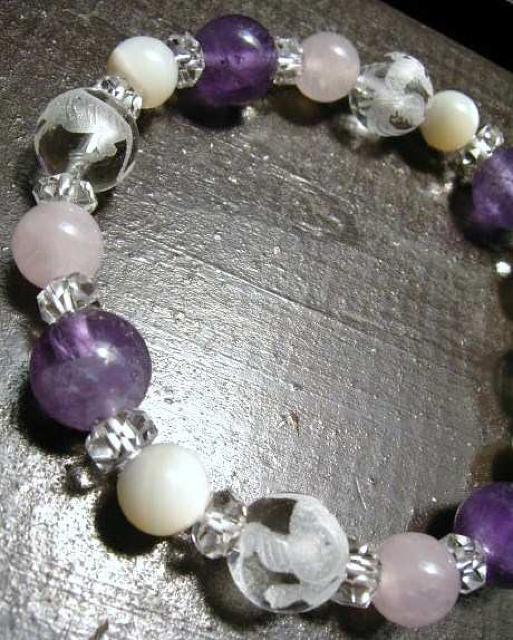 *風水四神*アメジストxローズクォーツブレスレット < 男性アクセサリー/時計 *風水四神*アメジストxローズクォーツブレスレット < 男性アクセサリー/時計の