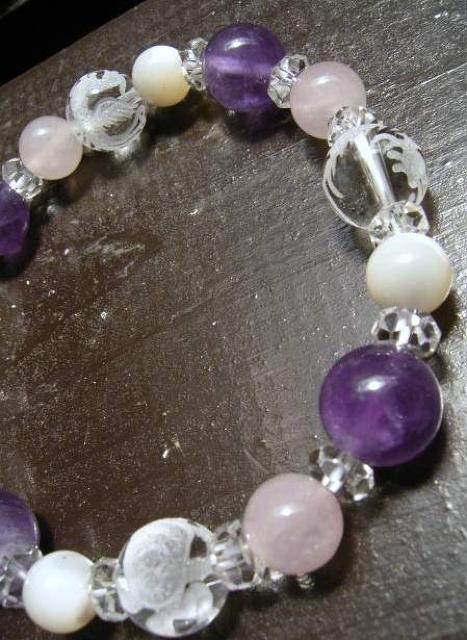 *風水四神*アメジストxローズクォーツブレスレット < 男性アクセサリー/時計 *風水四神*アメジストxローズクォーツブレスレット < 男性アクセサリー/時計の