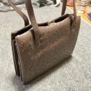 【アンティーク】 オーストリッチ 型押し / がま口 ハンドバッグ