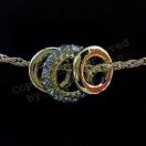 Triple rhinestone necklace, Blue.