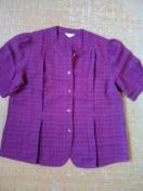 ☆中古品 半袖ブラウス 9号 深みがかった赤