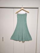 groveエメラルドグリーン×ラメ キラキラ  ニットプリーツロングスカート M