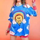 ROMWE★新品★虹と空とたれスマイルのPOPTシャツ