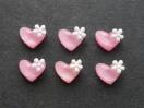 プラパーツ 手芸・アクセサリーパーツ  お花付きハート クリア パーツ 6個セット デコパーツ