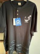 3Lサイズ!高貴紳士的!商標登録!黒柴印 和んこ堂!サラッと楊柳素材!ストレッチ!ブラック系色合い!ヘンリーネック!半袖シャツ!