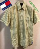 品薄★未使用に近いTOMMY HILFIGERグリーン系?シャツロゴ清楚人気オシャレストライプ 素敵カットソー Tシャツ大活躍人気