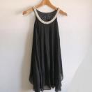 ◆襟パールワンピース◆ブラック9AR★結婚式お呼ばれ懇親会など♪1回着用のみ