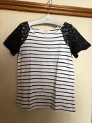 グローバルワーク★袖レース ボーダーカットソー S