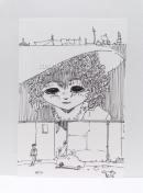 オリジナルイラスト 手描きイラスト カンバン モノクロ アナログ アート ハンドメイド インテリア 絵 原画 自作