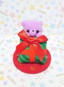 ハンドメイド♪ポンポンマスコット『くまちゃんからのプレゼント』ライトパープル