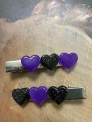 ハンドメイド レジン ハートヘアクリップ2点セット