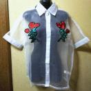 Hip ROCKER★新品★バラ刺繍シースルーシャツ/白