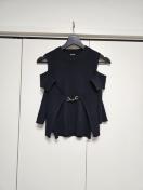 新品 SUREVE オフショルダーGOLD金具 半袖リブニットトップス黒 L
