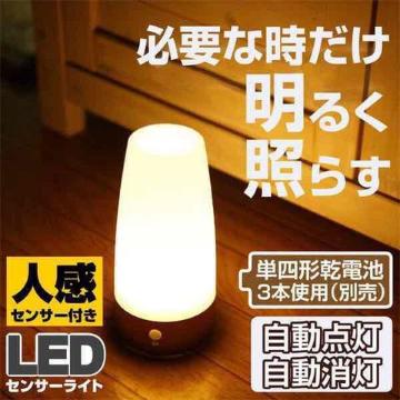 ★3個★LEDセンサーライト 人感 明暗センサー搭載 丸形 CH607