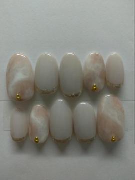 LBNYLA☆レギュラーオーバル♪ ニュアンスネイル、根元フレンチ、ホワイティシナモン