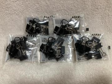 ダブルクリップ 豆 ブラック 1パック10個入×5 幅15mm アスクル