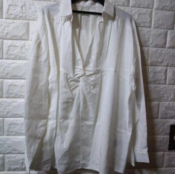 Hunch★胸元ひねりテンセル長袖シャツ/M