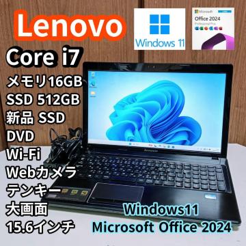 Lenovo Corei7 ������16GB �V�iSSD512GB Web�J���� DVD Windows11 Office2024
